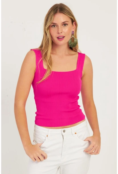 Kadın Fuşya Triko Bluz SMT224