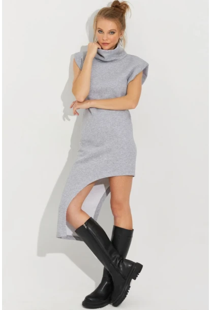 Kadın Gri Asimetrik Midi Elbise SF2196