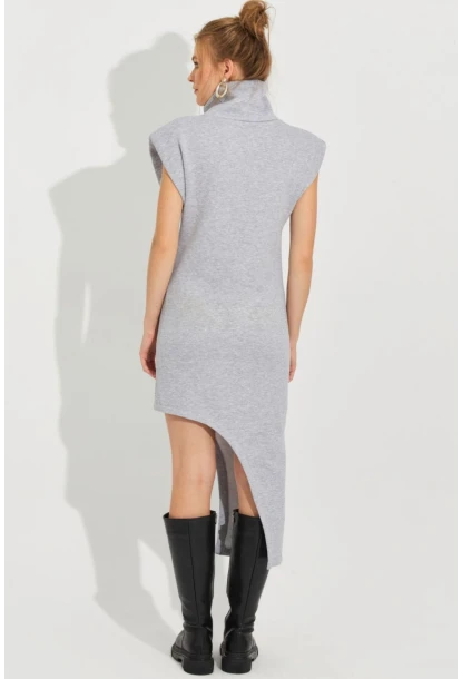 Kadın Gri Asimetrik Midi Elbise SF2196