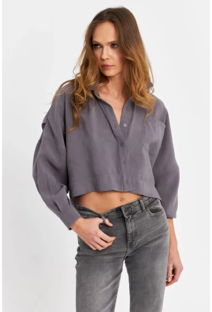 Kadın Gri Kupra Gömlek SB3061