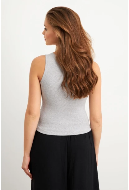 Kadın Gri Patlı Kaşkorse Bluz MK02