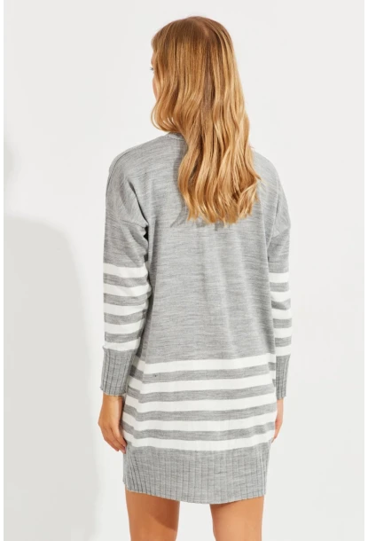 Kadın Gri Triko Çizgili Tunik YV202