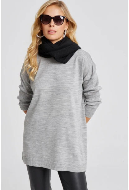 Kadın Gri Triko Tunik YV110