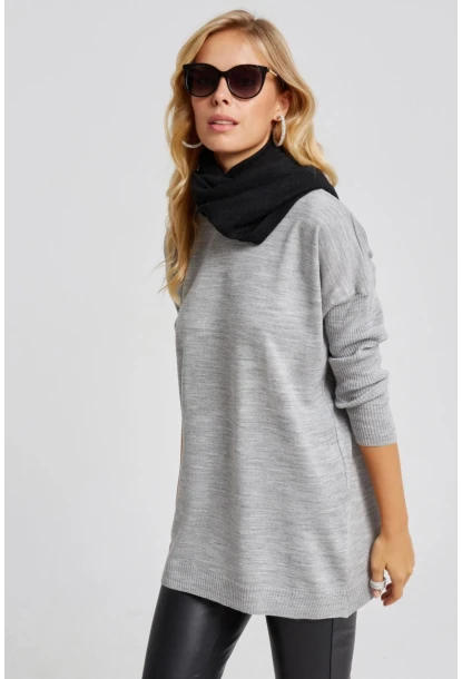 Kadın Gri Triko Tunik YV110