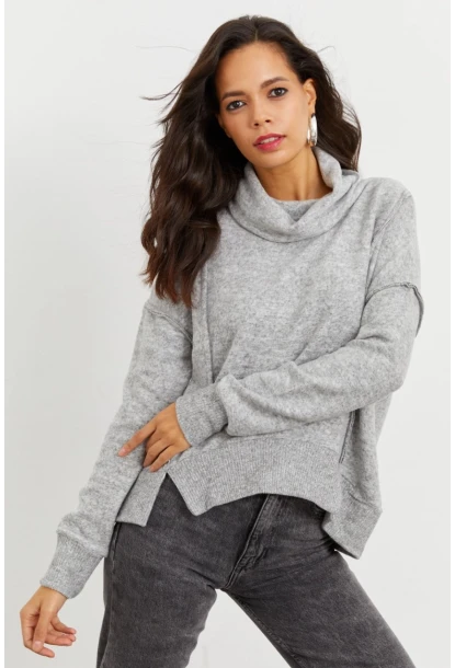 Kadın Gri Yumoş Sweatshirt İZ87