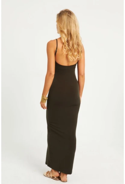 Kadın Haki Ayarlanabilir Askılı Maxi Elbise MEN2004