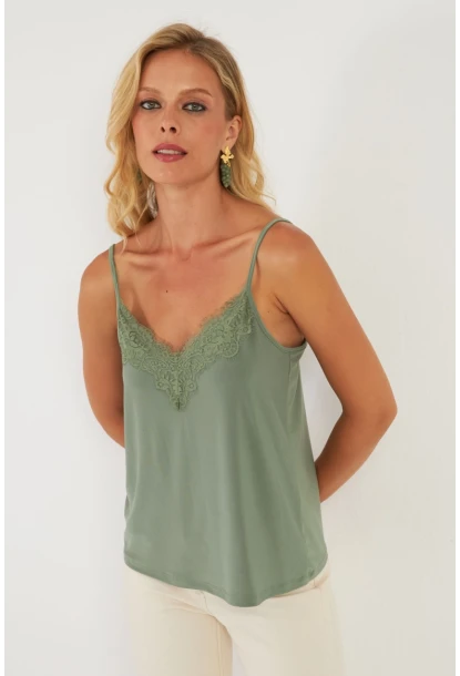 Kadın Haki Dantelli Atlet AYD353