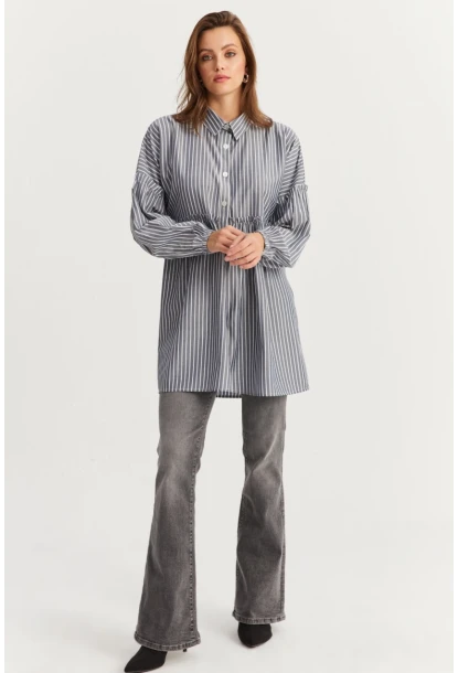 Kadın İndigo Tunik Gömlek MASF12