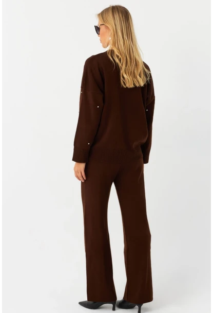 Kadın Kahverengi Taşlı Alt Üst Takım MYİL10