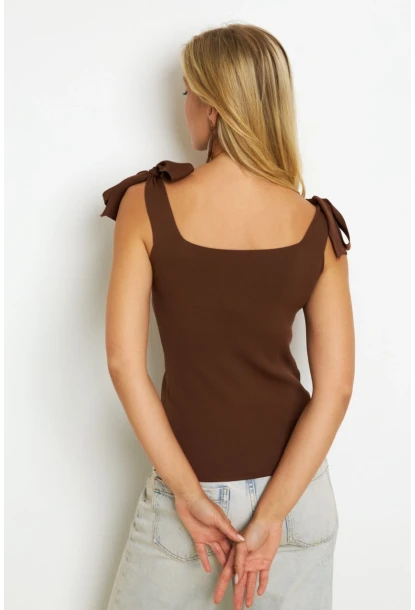 Kadın Kahverengi Triko Bluz YV236