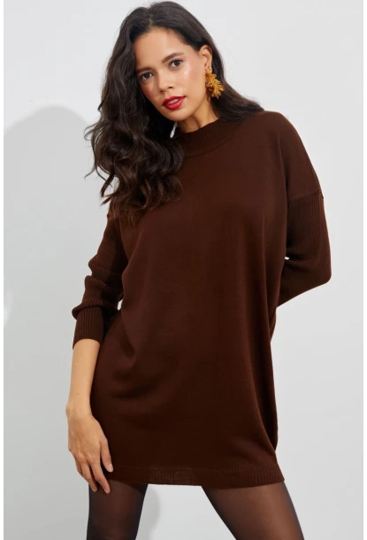 Kadın Kahverengi Triko Tunik YV110