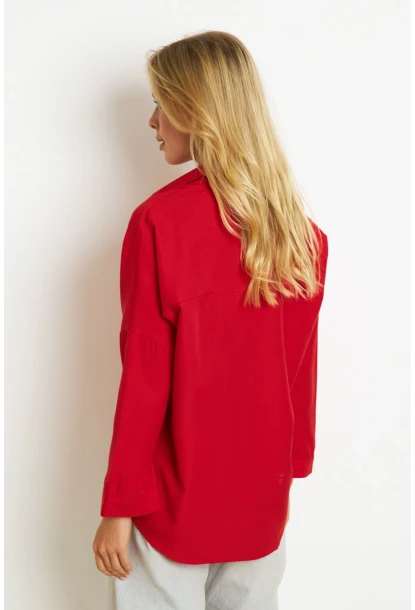 Kadın Kırmızı Basic Gömlek K1251