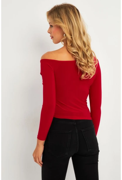 Kadın Kırmızı Büzgülü Bluz GÇ188