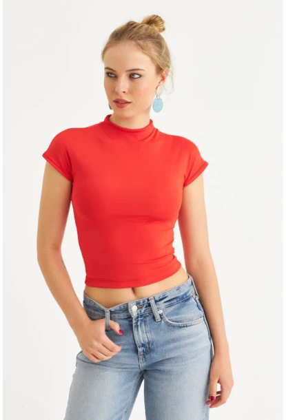 Kadın Kırmızı Dalgıç Bluz EY2564