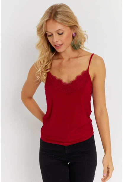 Kadın Kırmızı Dantelli Atlet AYD353