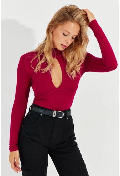 Kadın Kırmızı Önü Damla Bluz LPP1239