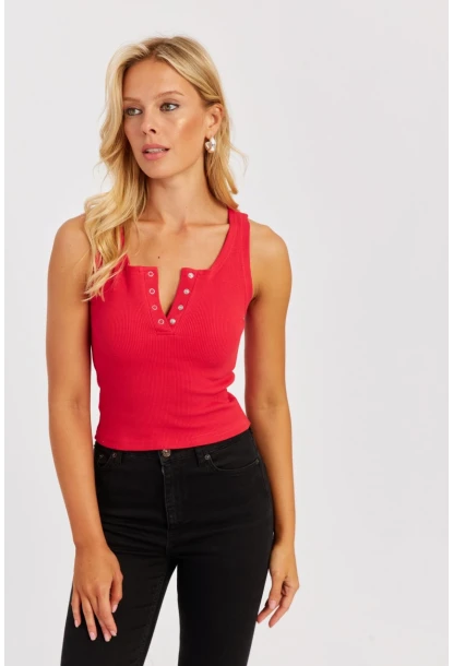 Kadın Kırmızı Patlı Kaşkorse Bluz MK02