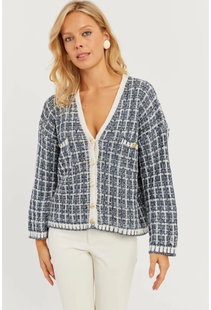 Kadın Lacivert Düğme Detaylı Hırka MİW4461