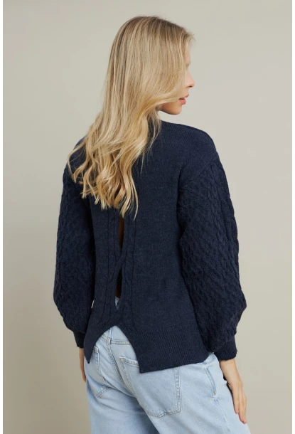 Kadın Lacivert Pencereli Kazak SE3