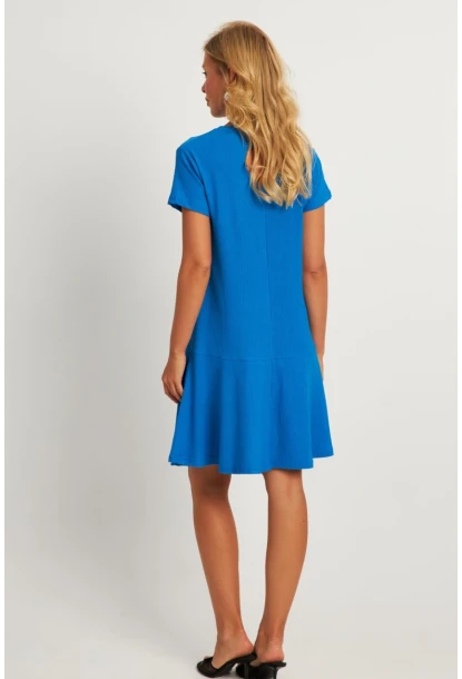 Kadın Mavi Sırtı Detaylı Bürümcük Midi Elbise ST055