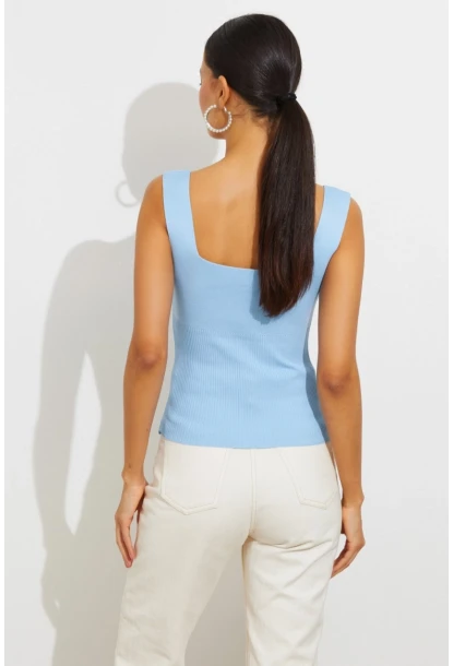 Kadın Mavi Triko Atlet YV117