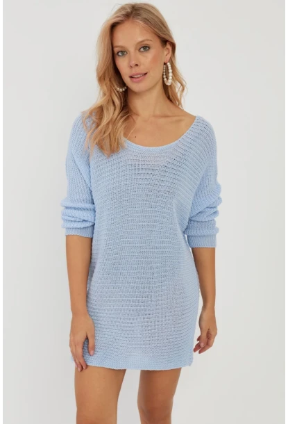 Kadın Mavi Triko Kazak SMT223