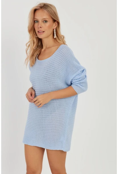 Kadın Mavi Triko Kazak SMT223