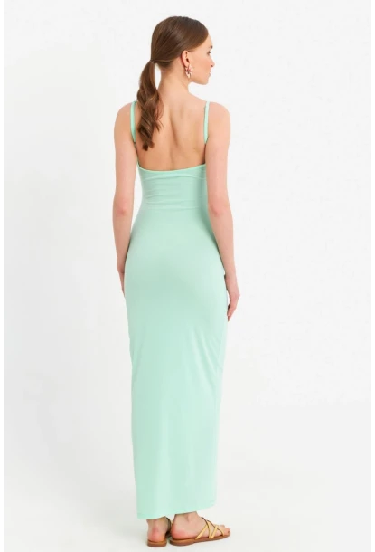 Kadın Mint Ayarlanabilir Askılı Maxi Elbise MEN2004