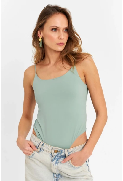 Kadın Mint Çıtçıtlı Body ZH129