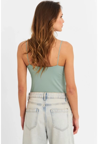 Kadın Mint Çıtçıtlı Body ZH129