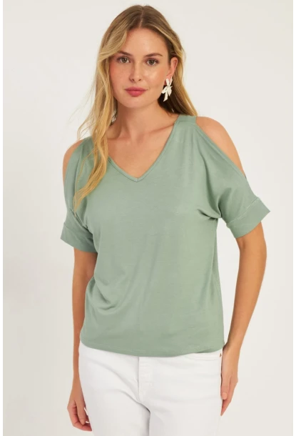 Kadın Mint Degaje Yaka Bluz BR1329