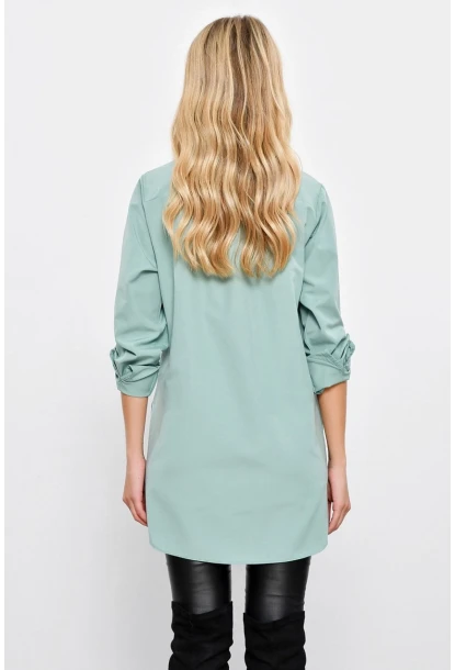 Kadın Mint Gizli Düğmeli Uzun Gömlek SF2001