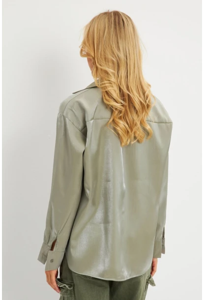 Kadın Mint Parlak Gömlek QRS8022