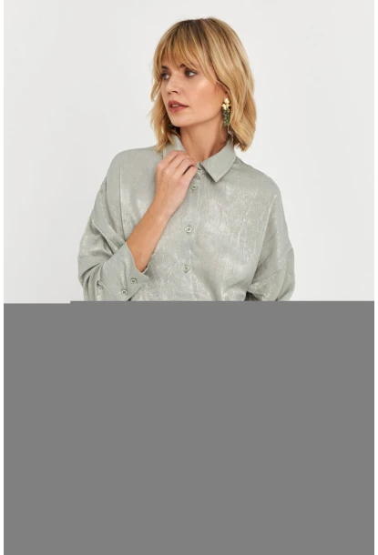 Kadın Mint Saten Gömlek MCAR1127