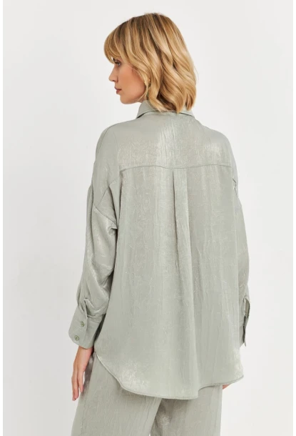 Kadın Mint Saten Gömlek MCAR1127