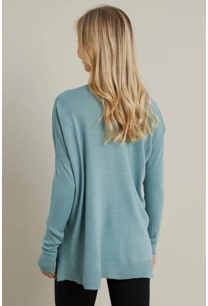 Kadın Mint V Yaka Taşlı İnce Triko Bluz MYİL002