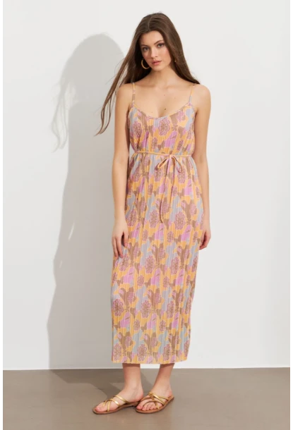 Kadın Multi Astarlı Desenli Midi Elbise TOP08