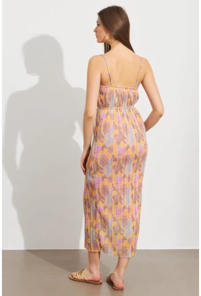 Kadın Multi Astarlı Desenli Midi Elbise TOP08