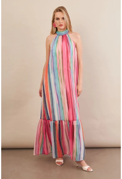 Kadın Multi Astarlı Maxi Şifon Elbise PSG1004