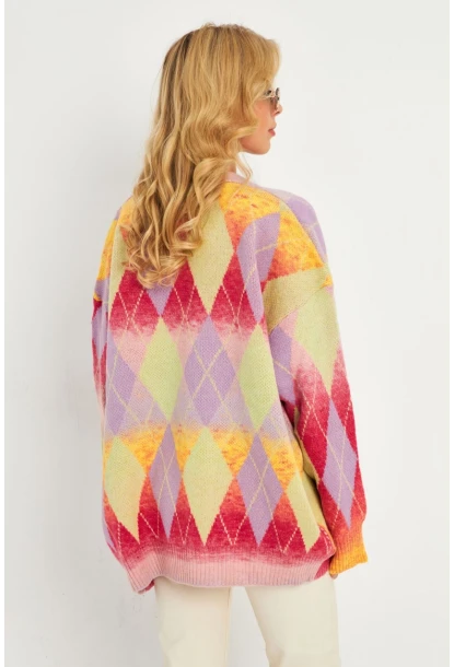 Kadın Multi Baklava Desenli Hırka KAZ23