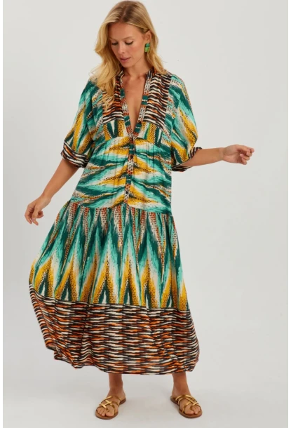 Kadın Multi Desenli Salaş Maxi Elbise GÇ166