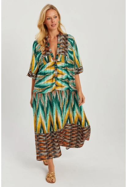 Kadın Multi Desenli Salaş Maxi Elbise GÇ166