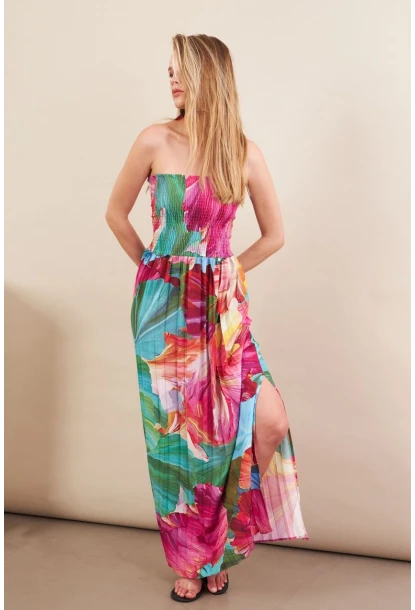 Kadın Multi Straplez Pilise Uzun Elbise MSİ100