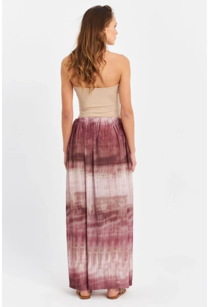 Kadın Mürdüm Desenli Salaş Pantolon TW26