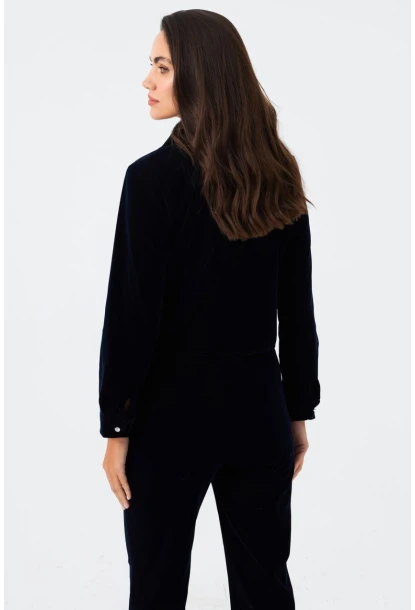 Kadın Parlament Taş Düğmeli Kadife Gömlek Ceket CAR1075