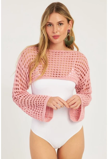 Kadın Pembe Ajurlu Bolero YV115