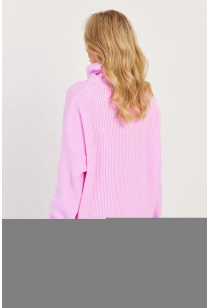 Kadın Pembe Balıkçı Yaka Triko Tunik KZ2504