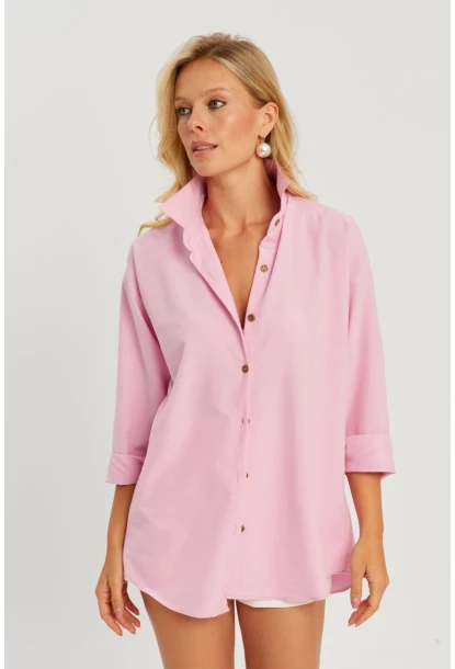 Kadın Pembe Gömlek Q987