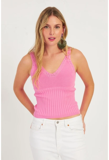 Kadın Pembe Triko Bluz SMT225