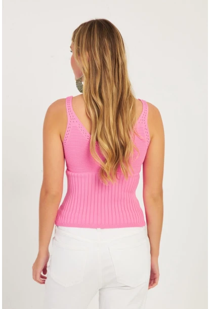 Kadın Pembe Triko Bluz SMT225